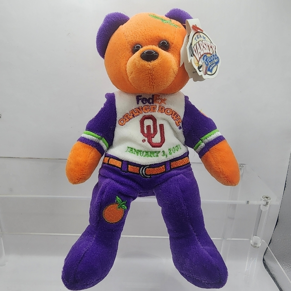 Oklahoma Sooners Plush Bear 8" Orange Bowl National Championship 2001 Smoke Free